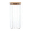 Pote de Vidro Canelado com Tampa de Bambu 800ml