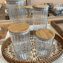 Pote de Vidro Canelado com Tampa de Bambu 800ml