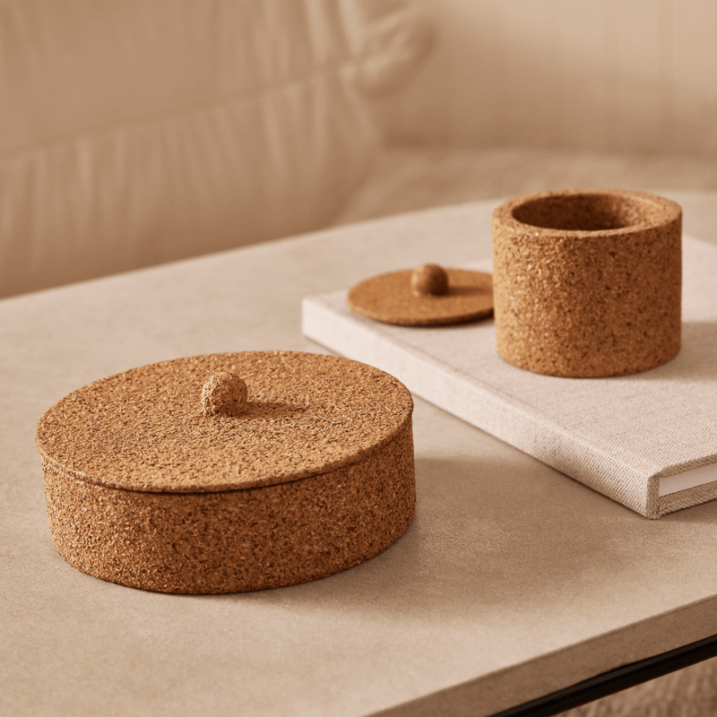Pote Decorativo com Tampa em Palha de Café 17cm
