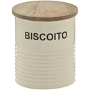 Pote para Biscoito de Metal com Tampa de Madeira 15,5cm