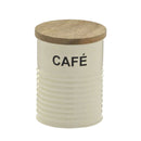 Pote para Café de Metal com Tampa de Madeira 14cm