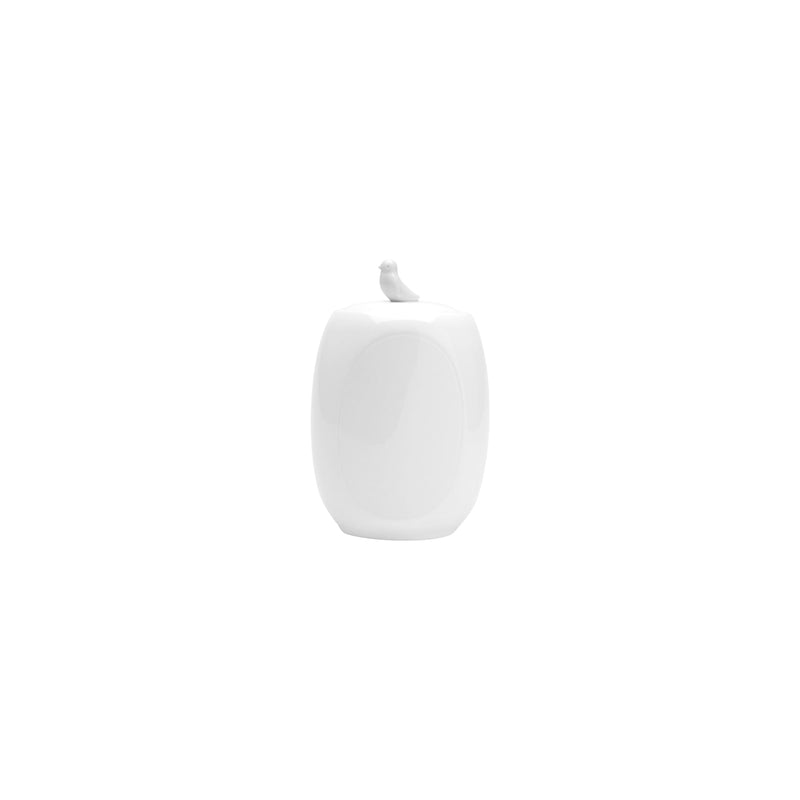 Pote Porcelana Birds com Tampa Branco 17cm