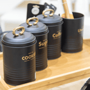 Pote Porta Mantimento Biscoito Metal Preto 19cm