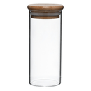 Pote Porta Mantimentos Vidro Borossilicato Tampa de Bambu 180ml