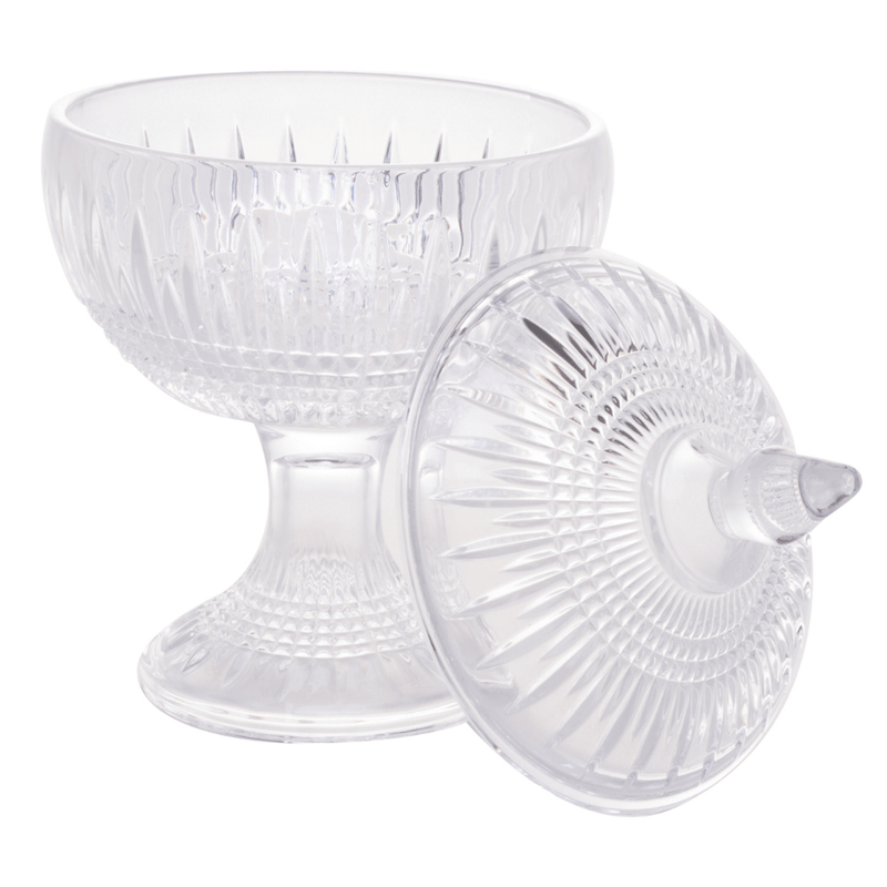 Potiche Bomboniere com Pé de Cristal 22cm Queen