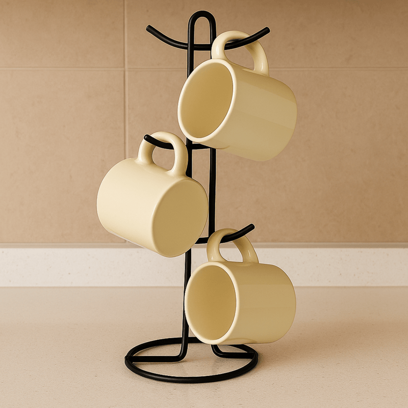 Suporte para Xícaras e Canecas em Aço Preto 15,2cm