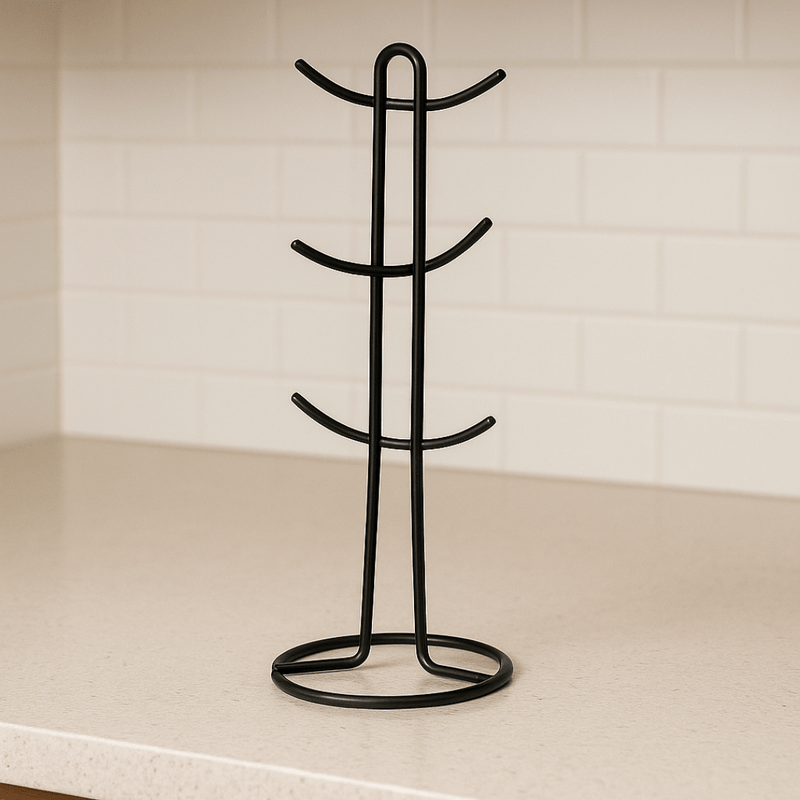 Suporte para Xícaras e Canecas em Aço Preto 15,2cm