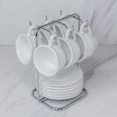 Suporte para Xicaras e Pires de Café Aço Cromado