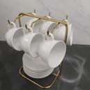 Suporte para Xicaras e Pires de Café Aço Dourado