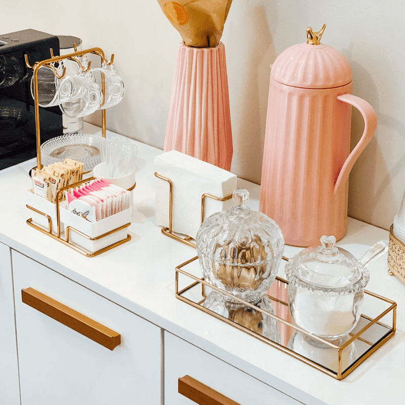 Suporte Porta Pires e Xícaras De Chá Rose Gold - 22,5 cm