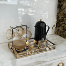 Suporte Porta Xícaras e Pires de Café Aço Preto Fosco