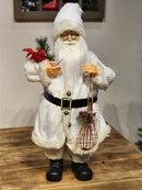 PAPAI NOEL EM PÉ BRANCO COM CARDEAL 60CM