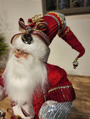 PAPAI NOEL DELUXY VERMELHO COM CÍLIOS e OCULOS 50CM