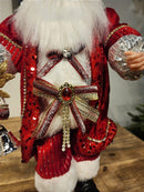 PAPAI NOEL DELUXY VERMELHO COM CÍLIOS e OCULOS 50CM