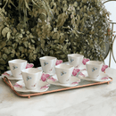 Jogo de 6 Xícaras de Café Porcelana com Pires Borboletas - 100ml