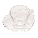 Xícara de Café com Pires de Cristal de Chumbo Borda Coração 80ml