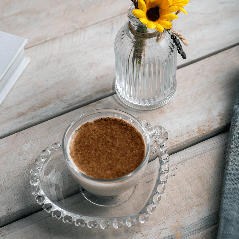 Xícara de Café com Pires de Cristal de Chumbo Borda Coração 80ml