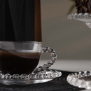 Xícara de Café com Pires de Cristal de Chumbo Borda Coração 80ml