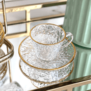 Xícara de Café Petra Cristal Ecológico com Pires e Borda Dourada 70ml