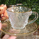 Xícara de Café Petra Cristal Ecológico com Pires e Borda Dourada 70ml