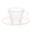 Xícara de Café Petra Cristal Ecológico com Pires e Borda Dourada 70ml