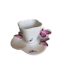 Xícara de Café Porcelana com Pires Borboletas 100ml