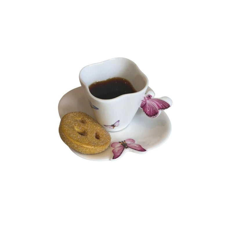 Xícara de Café Porcelana com Pires Borboletas 100ml