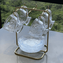 Suporte para Xicaras e Pires de Café Aço Dourado