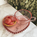 Xícara de Chá com Prato de Coração Pearl Bolinha Rosa - 180ml