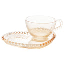 Xícara de Chá Cristal com Prato de Coração Pearl Âmbar - 180 ml