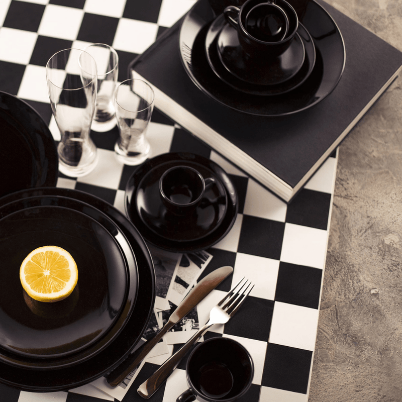 Xícara de Chá Porcelana com Pires Preto Black -  200ml