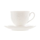 Xícara para Café com Pires de Porcelana New Bone Butterfly Flower