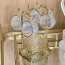 Jogo 4 Xicaras de Chá com 4 Pires Menfis Furta Cor e Dourado