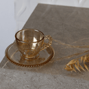 Jogo de Xícaras de Café Cristal Com Pires Pearl Âmbar 4 Peças - 80ml