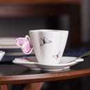 Jogo de 6 Xícaras de Café Porcelana com Pires Borboletas - 100ml