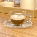 Jogo de Xícaras de Café Cristal Com Pires Pearl Bolinha 4 Peças - 80ml