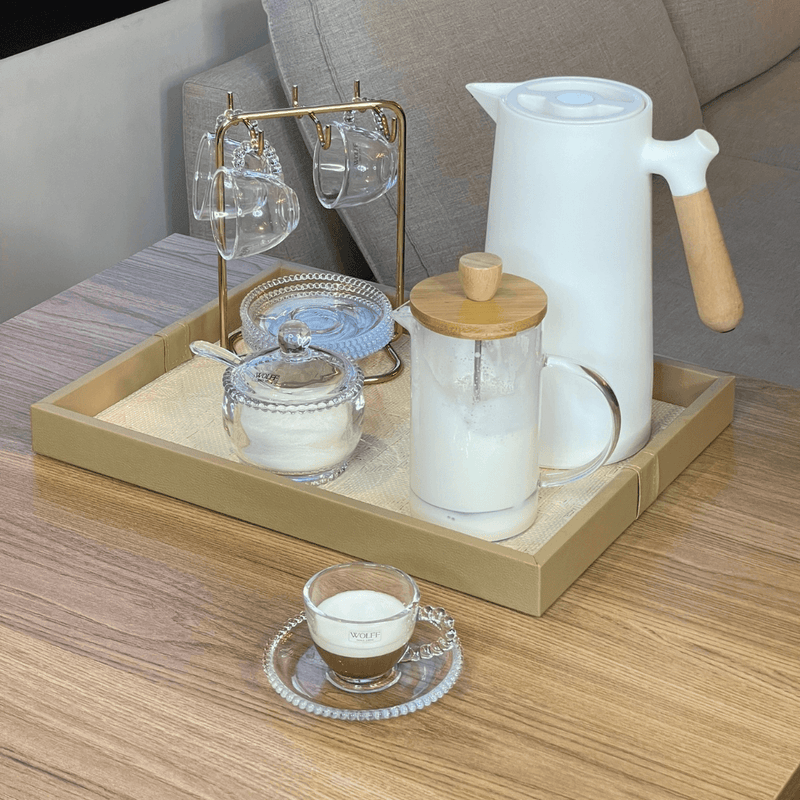 Jogo de Xícaras de Café Cristal Com Pires Pearl Bolinha 4 Peças - 80ml